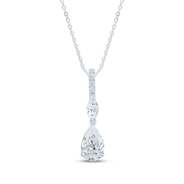 Monique Lhuillier Bliss Pear-Shaped Lab-Grown Diamond Drop Necklace 3/4 ct tw Platinum-Plated Sterling Silver 18"