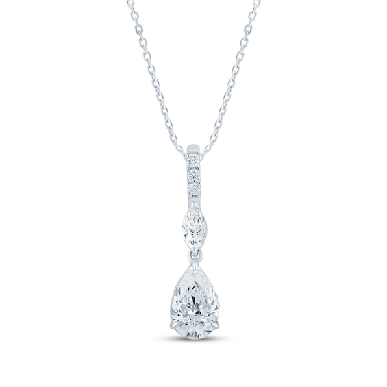 Monique Lhuillier Bliss Pear-Shaped Lab-Grown Diamond Drop Necklace 3/4 ct tw Platinum-Plated Sterling Silver 18"