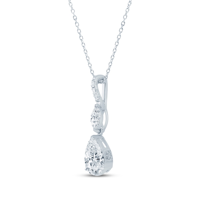 Main Image 2 of Monique Lhuillier Bliss Pear-Shaped Lab-Grown Diamond Drop Necklace 3/4 ct tw Platinum-Plated Sterling Silver 18"