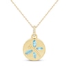 Thumbnail Image 1 of STUDIO BY KAY Marquise-Cut Swiss Blue Topaz & White Lab-Created Dragonfly Necklace 24K Yellow Gold Vermeil Sterling Silver 18"