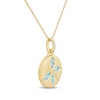 Thumbnail Image 2 of STUDIO BY KAY Marquise-Cut Swiss Blue Topaz & White Lab-Created Dragonfly Necklace 24K Yellow Gold Vermeil Sterling Silver 18"