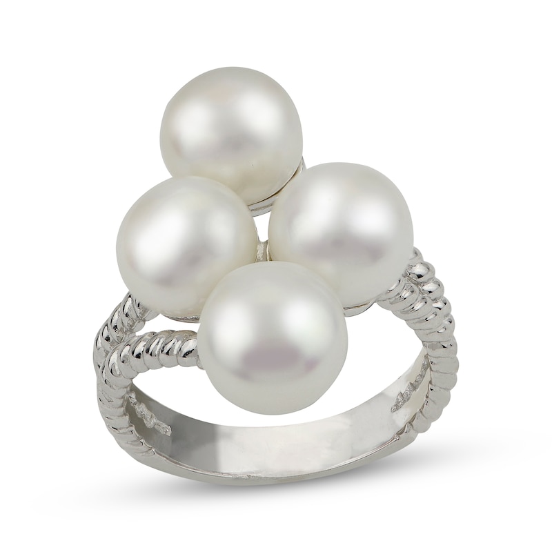 Main Image 1 of Button Cultured Pearl Cluster Ring Sterling Silver