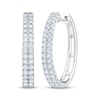 Thumbnail Image 1 of KAY Lab-Grown Diamonds Two-Row Oval Hoop Earrings 1 ct tw 10K White Gold