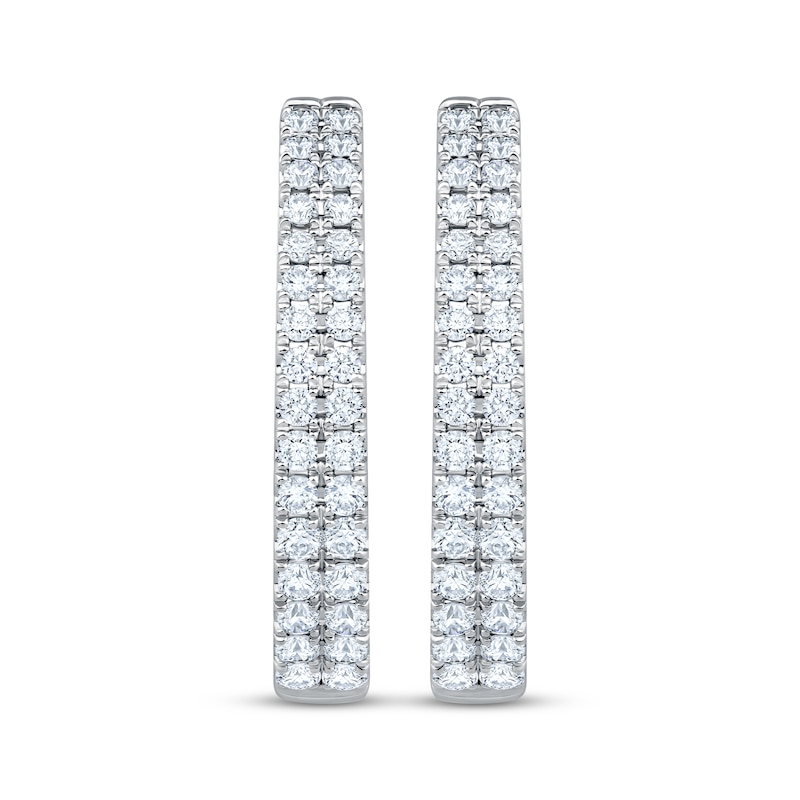 Main Image 2 of KAY Lab-Grown Diamonds Two-Row Oval Hoop Earrings 1 ct tw 10K White Gold