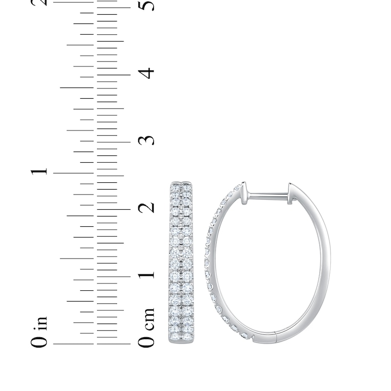 Main Image 4 of KAY Lab-Grown Diamonds Two-Row Oval Hoop Earrings 1 ct tw 10K White Gold
