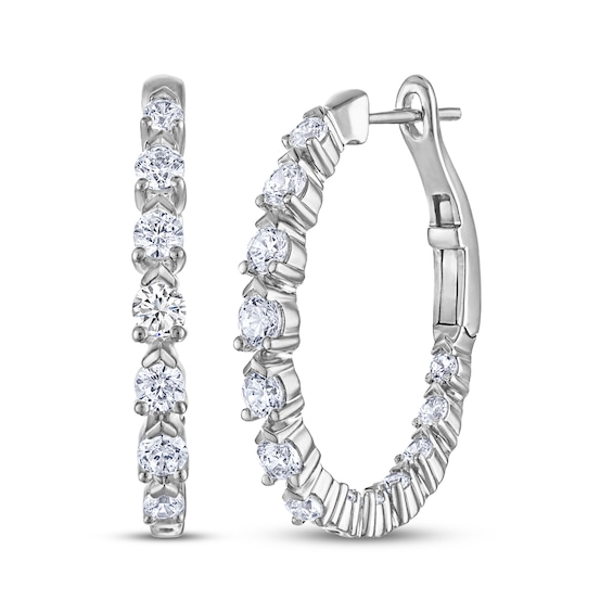 THE LEO Diamond Inside-Out Hoop Earrings 1 ct tw 14K White Gold