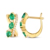 Thumbnail Image 3 of Le Vian Pear-Shaped & Oval-Cut Emerald Wavy Hoop Earrings 1/5 ct tw Diamonds 14K Honey Gold