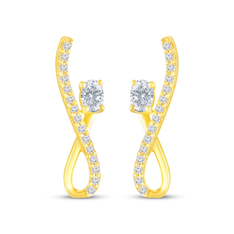 Main Image 2 of KAY Lab-Grown Diamonds Oval-Cut Infinity Symbol Earrings 1/4 ct tw 10K Yellow Gold