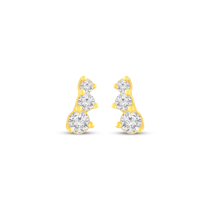 Main Image 2 of KAY Lab-Grown Diamonds Graduated Three-Stone Stud Earrings 1/6 ct tw 10K Yellow Gold