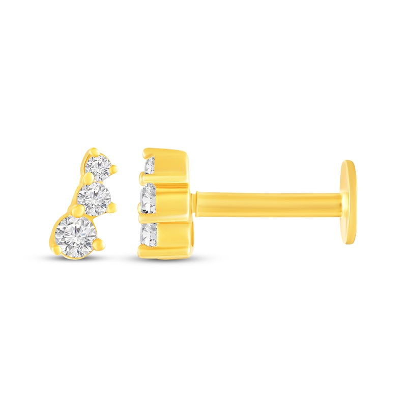 Main Image 3 of KAY Lab-Grown Diamonds Graduated Three-Stone Stud Earrings 1/6 ct tw 10K Yellow Gold