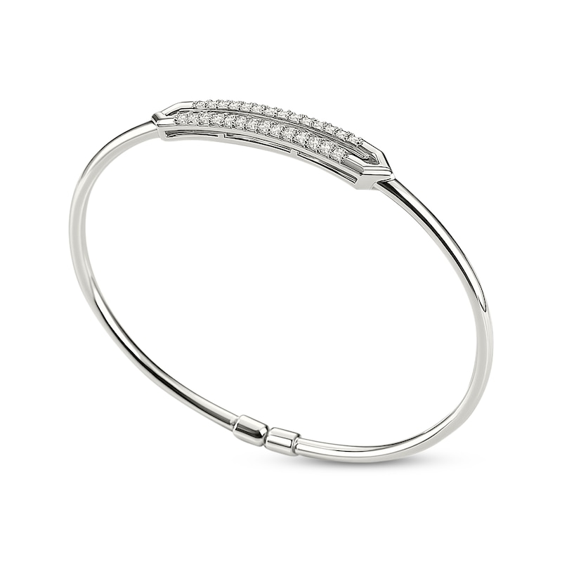 Main Image 3 of KAY Lab-Grown Diamonds Hexagon Bangle Bracelet 1/4 ct tw Sterling Silver 7"