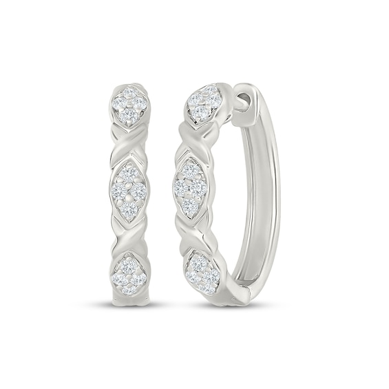 Diamond "XO" Hoop Earrings 1/8 ct tw Sterling Silver