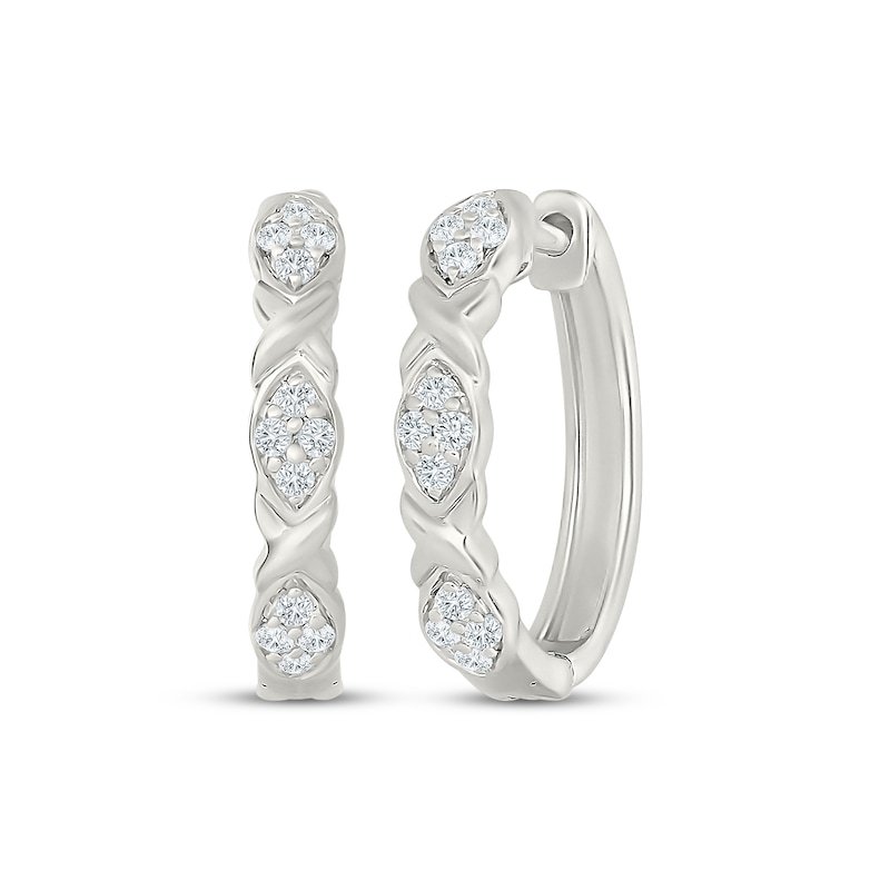 Main Image 1 of Diamond "XO" Hoop Earrings 1/8 ct tw Sterling Silver