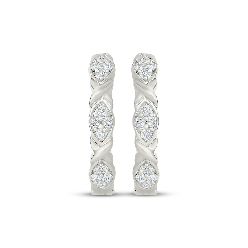 Main Image 2 of Diamond "XO" Hoop Earrings 1/8 ct tw Sterling Silver