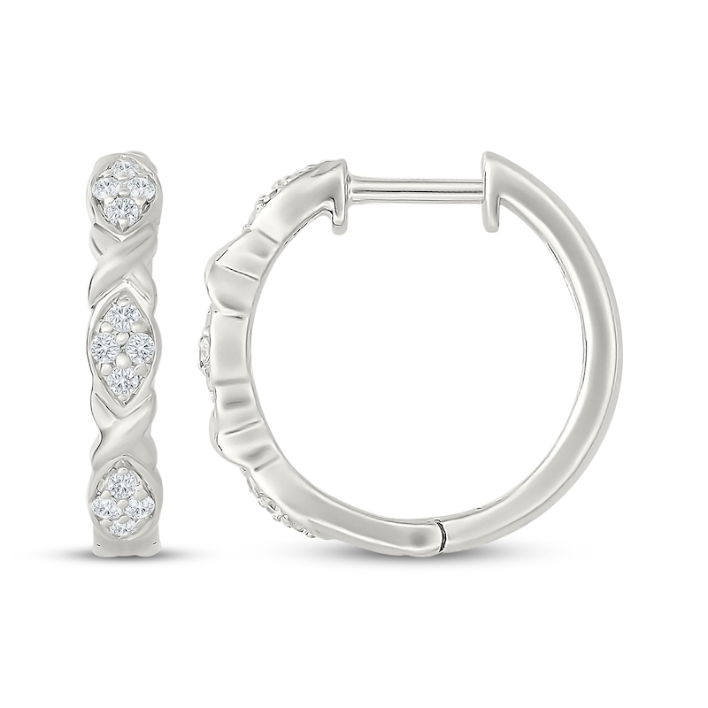 Main Image 3 of Diamond "XO" Hoop Earrings 1/8 ct tw Sterling Silver
