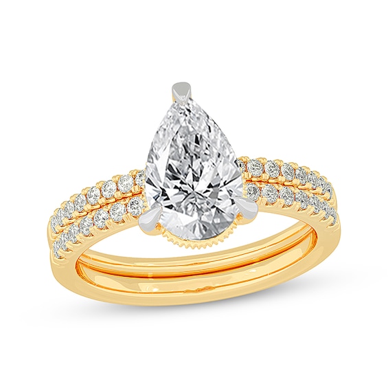 Now + Forever Lab-Grown Diamonds Pear-Shaped Bridal Set 2-3/8 ct tw 14K Yellow Gold