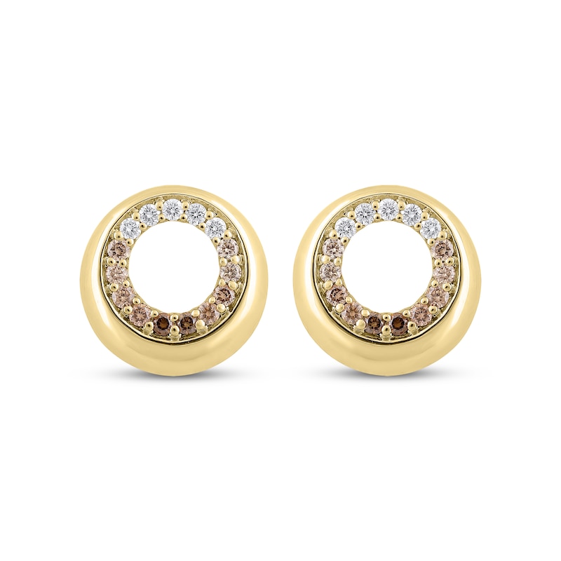 Main Image 2 of Desert Diamonds Ombré Circle Stud Earrings 3/8 ct tw 18K Yellow Gold-Plated Sterling Silver