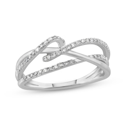 Diamond Looped Crossover Fashion Ring 1/4 ct tw 10K White Gold