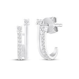 KAY Lab-Grown Diamonds Two-Row Split J-Hoop Earrings 1/10 ct tw Sterling Silver
