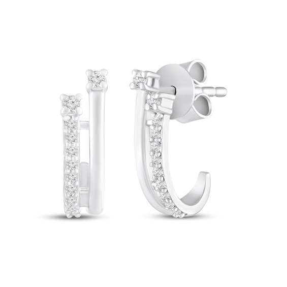 KAY Lab-Grown Diamonds Two-Row Split J-Hoop Earrings 1/10 ct tw Sterling Silver
