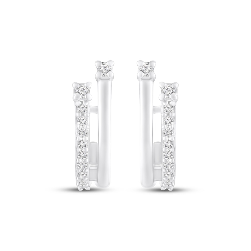 Main Image 2 of KAY Lab-Grown Diamonds Two-Row Split J-Hoop Earrings 1/10 ct tw Sterling Silver