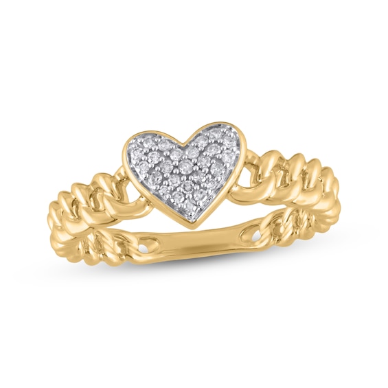 STUDIO BY KAY Lab-Grown Diamond Multi-Stone Heart Chain Link Ring 1/10 ct tw 24K Yellow Gold Vermeil Sterling Silver