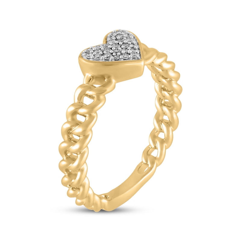 Main Image 2 of STUDIO BY KAY Lab-Grown Diamond Multi-Stone Heart Chain Link Ring 1/10 ct tw 24K Yellow Gold Vermeil Sterling Silver