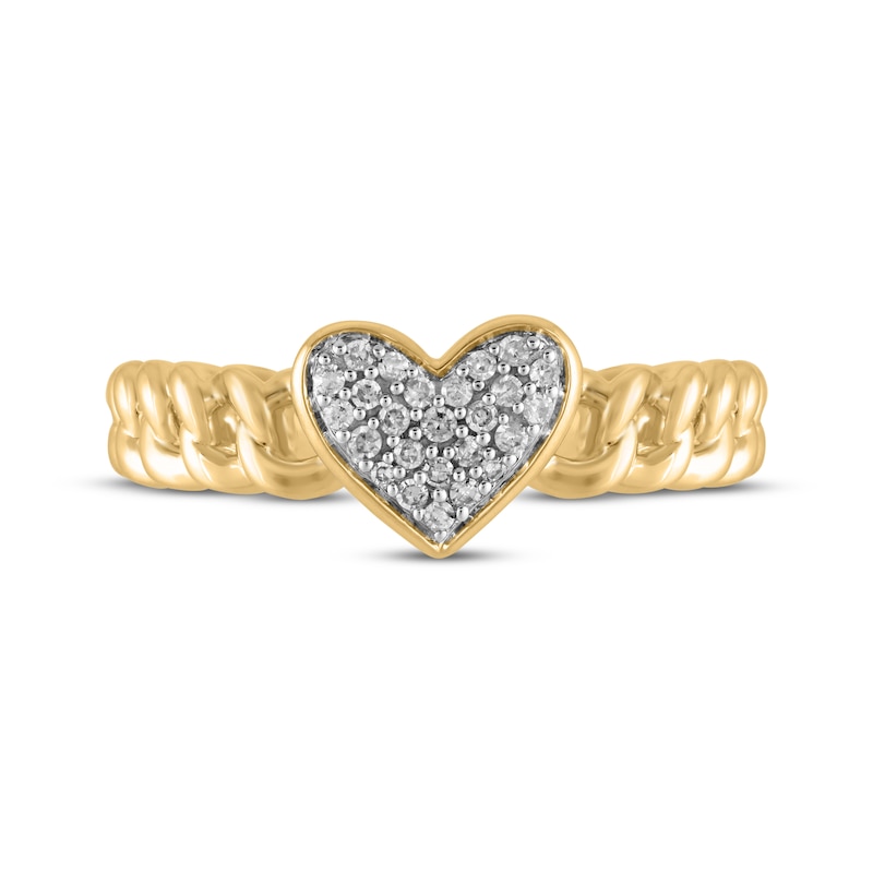 Main Image 3 of STUDIO BY KAY Lab-Grown Diamond Multi-Stone Heart Chain Link Ring 1/10 ct tw 24K Yellow Gold Vermeil Sterling Silver