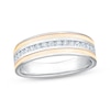 Thumbnail Image 1 of Now + Forever Men's Diamond Sandblasted Wedding Band 1/3 ct tw 10K Two-Tone Gold