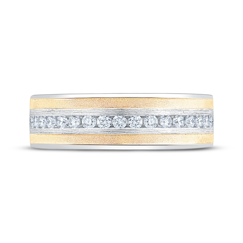 Main Image 3 of Now + Forever Men's Diamond Sandblasted Wedding Band 1/3 ct tw 10K Two-Tone Gold