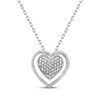 Thumbnail Image 1 of Diamond Accent Beaded Heart Necklace Sterling Silver 18"