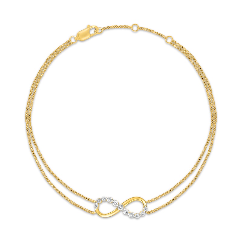 Main Image 1 of KAY Lab-Grown Diamonds Infinity Double Strand Bracelet 1/4 ct tw 10K Yellow Gold 7.5" Cable