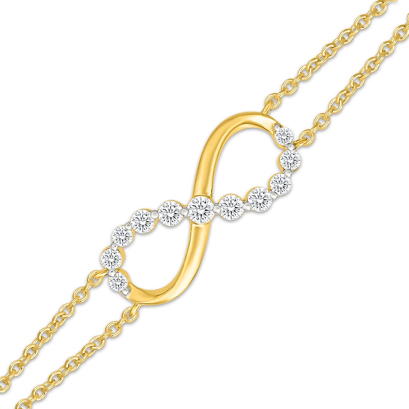 Main Image 2 of KAY Lab-Grown Diamonds Infinity Double Strand Bracelet 1/4 ct tw 10K Yellow Gold 7.5" Cable