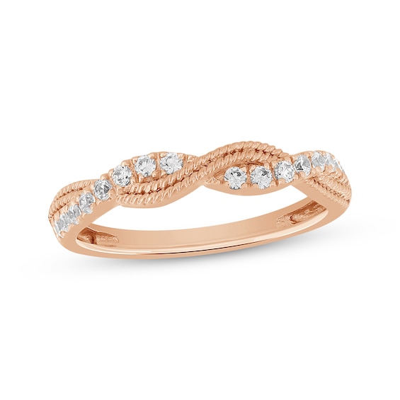 Now + Forever Diamond Two-Row Twist Anniversary Ring 1/4 ct tw 10K Rose Gold