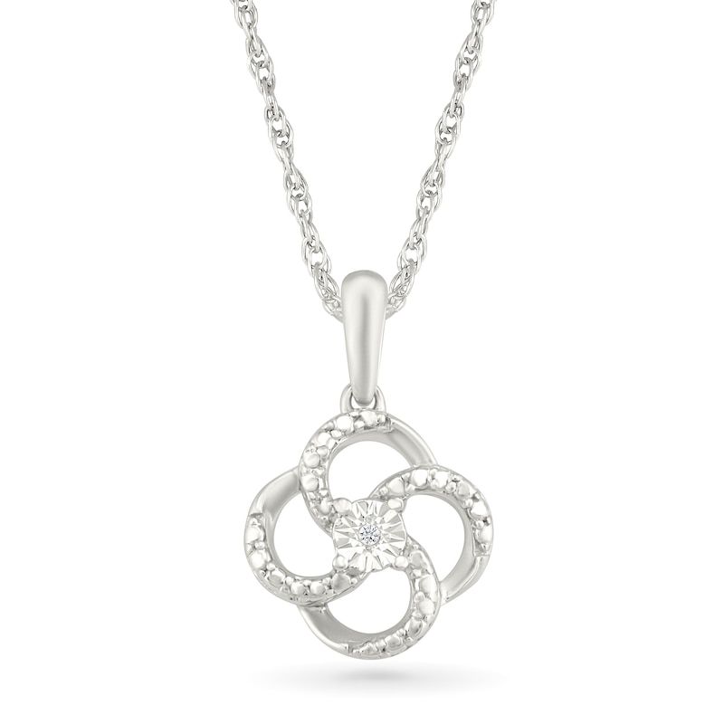 Main Image 1 of Diamond Accent Swirl Open Flower Necklace Sterling Silver
