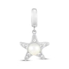 Thumbnail Image 1 of Button Cultured Pearl & White Lab-Created Sapphire Starfish Charm Sterling Silver