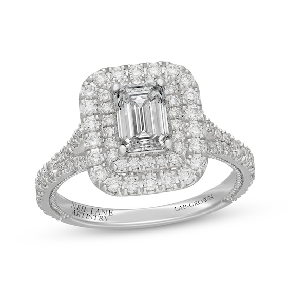 Neil Lane Artistry Heritage Emerald-Cut Lab-Grown Diamond Engagement Ring 1-7/8 ct tw 14K White Gold