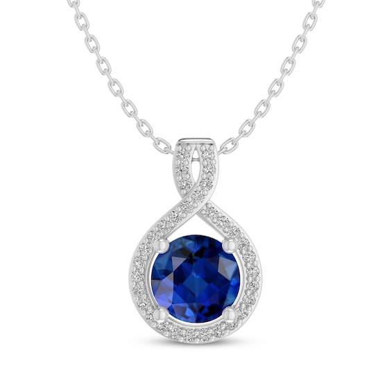 Blue & White Lab-Created Sapphire Twist Necklace Sterling Silver 18"