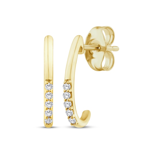KAY Lab-Grown Diamonds J-Hoop Earrings 1/20 ct tw 10K Yellow Gold