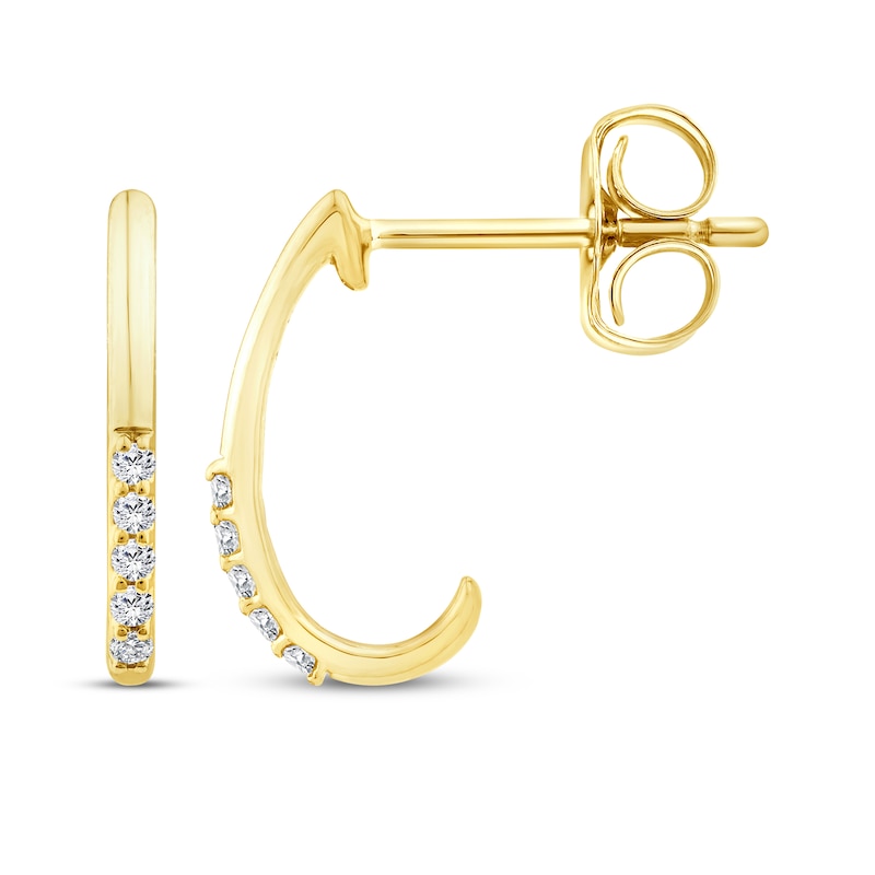 Main Image 3 of KAY Lab-Grown Diamonds J-Hoop Earrings 1/20 ct tw 10K Yellow Gold