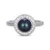 Thumbnail Image 2 of Black Cultured Pearl & White Lab-Created Sapphire Halo Ring Sterling Silver