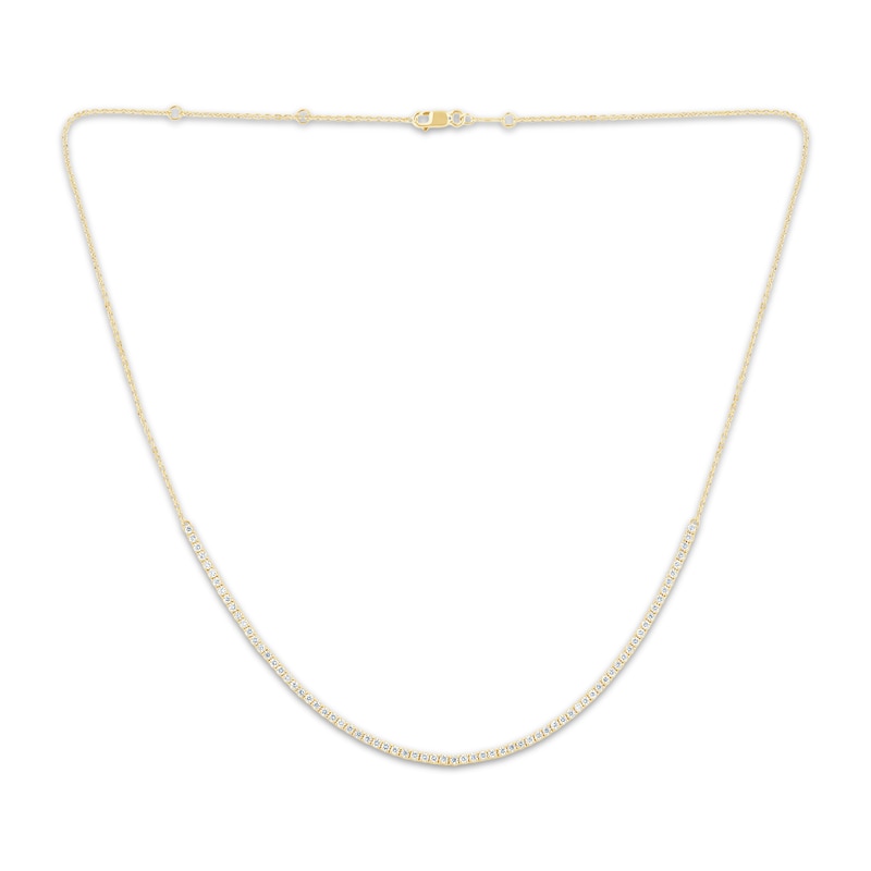Main Image 1 of Diamond & Adjustable Chain Tennis Necklace 1 ct tw 10K Yellow Gold 18"