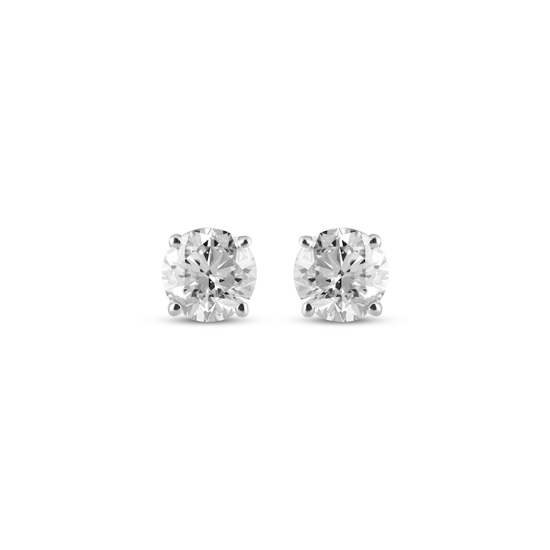 Main Image 2 of Round-Cut Diamond Solitaire Stud Earrings 1/2 ct tw 10K White Gold (I/I3)