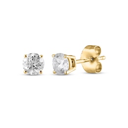 Round-Cut Diamond Solitaire Stud Earrings 1/2 ct tw 10K Yellow Gold (I/I3)