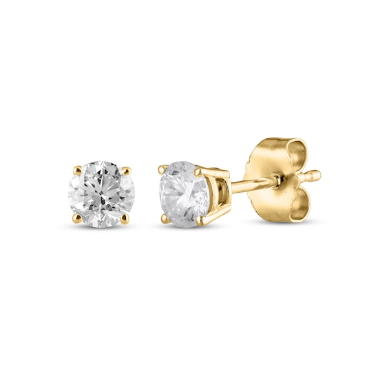 Round-Cut Diamond Solitaire Stud Earrings 1/2 ct tw 10K Yellow Gold (I/I3)