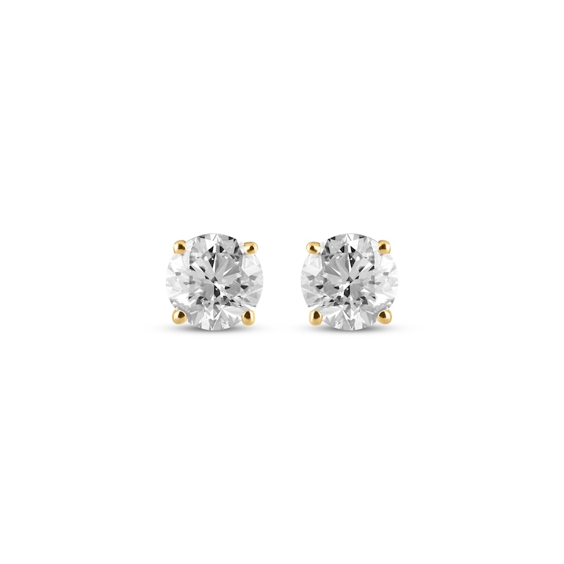 Main Image 2 of Round-Cut Diamond Solitaire Stud Earrings 1/2 ct tw 10K Yellow Gold (I/I3)