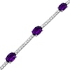 Thumbnail Image 2 of Oval-Cut Amethyst & White Lab-Created Sapphire Line Bracelet Sterling Silver 7.5"