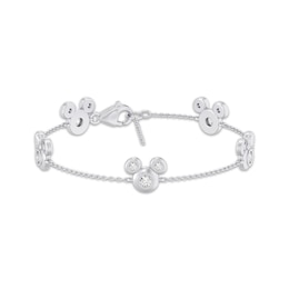 Disney Treasures Mickey Mouse Lab-Grown Diamond Bracelet 1-1/3 ct tw Sterling Silver 8.5"