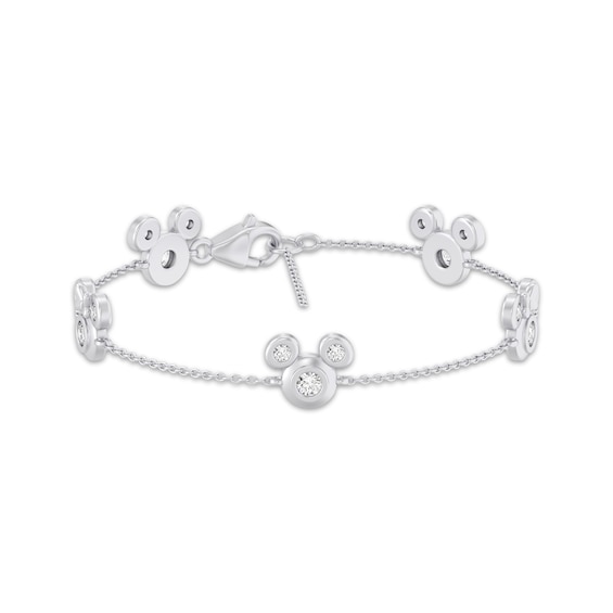 Disney Treasures Mickey Mouse Lab-Grown Diamond Bracelet 1-1/3 ct tw Sterling Silver 8.5"