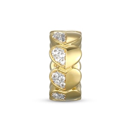 STUDIO BY KAY Lab-Grown Diamond Pavé Hearts Rondelle Charm 1/6 ct tw 24K Yellow Gold Vermeil Sterling Silver